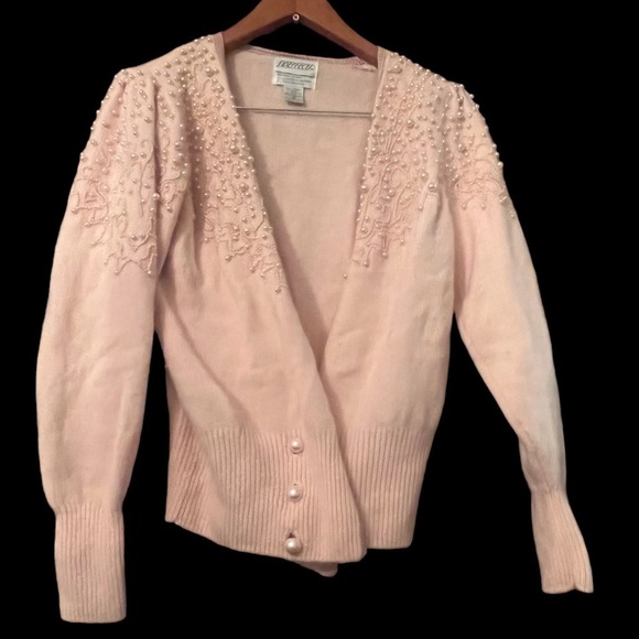 Vintage SIDEEFFECTS of California Sz Small Beaded Lambwool Rabbit Hair Sweater - Picture 3 of 11